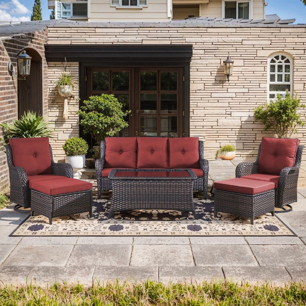 Unnifurnzi Wicker Outdoor Conversation Set-5 Pieces Outdoor Wicker Hig