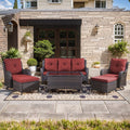 Unnifurnzi Wicker Outdoor Conversation Set-5 Pieces Outdoor Wicker Hig