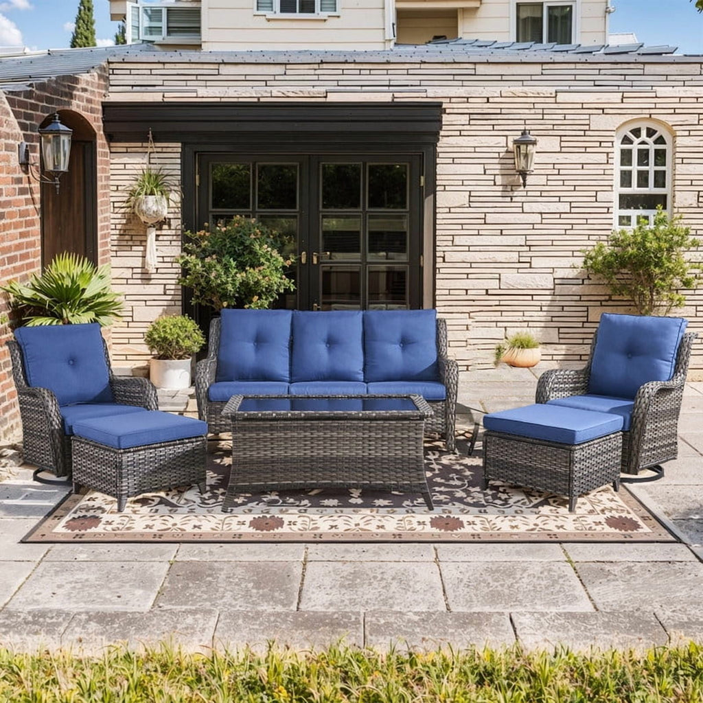 Unnifurnzi Wicker Outdoor Conversation Set-5 Pieces Outdoor Wicker Hig