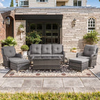 Unnifurnzi Wicker Outdoor Conversation Set-5 Pieces Outdoor Wicker Hig