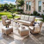 Unnifurnzi Wicker Outdoor Conversation Set-5 Pieces Outdoor Wicker Hig