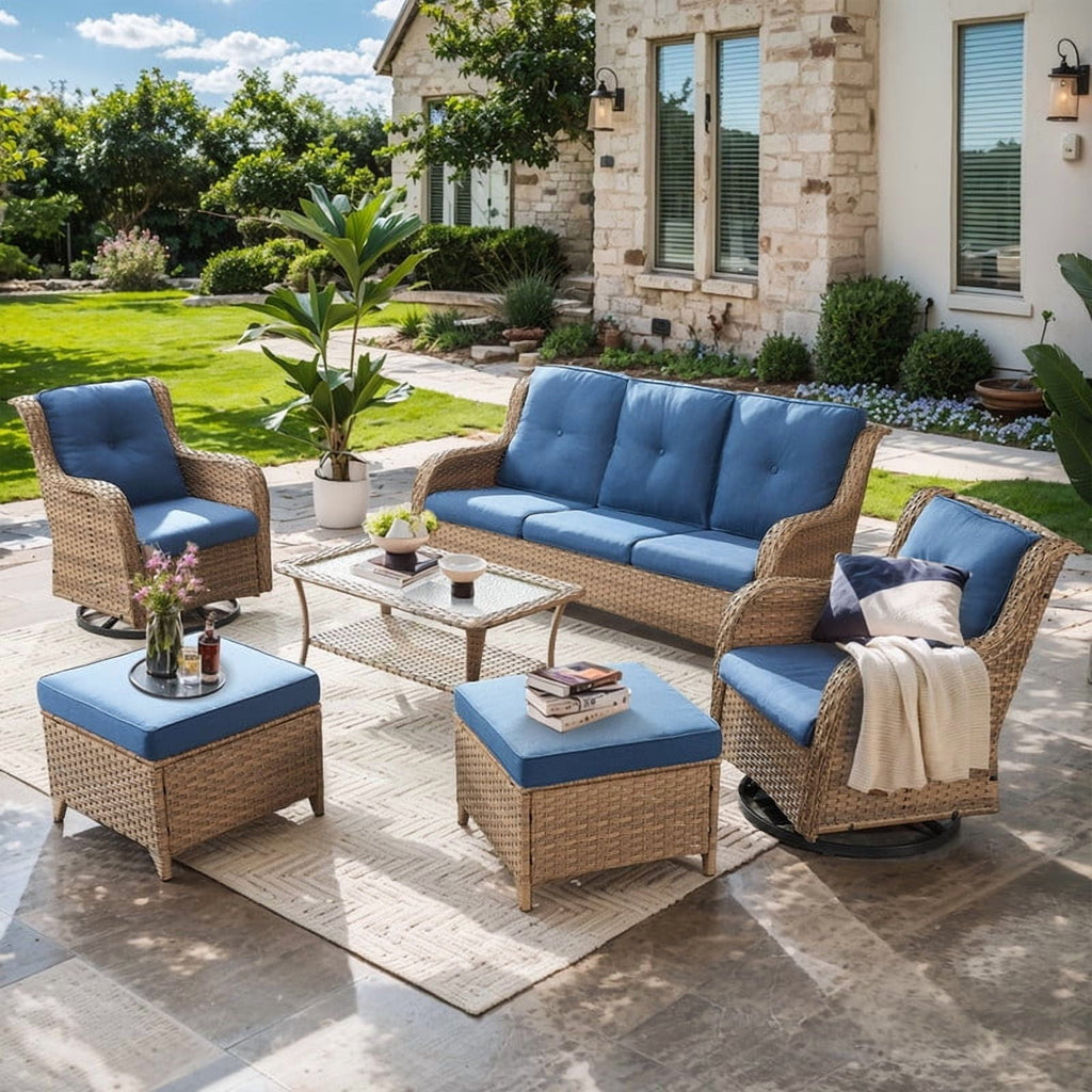 Unnifurnzi Wicker Outdoor Conversation Set-5 Pieces Outdoor Wicker Hig