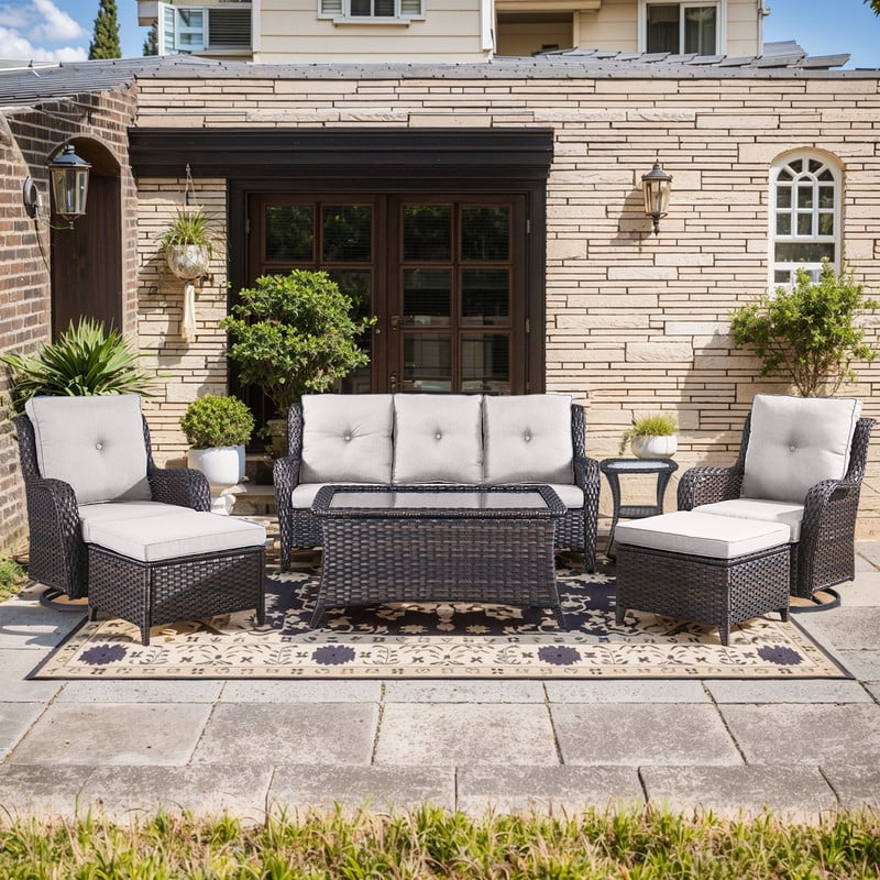 Unnifurnzi Wicker Outdoor Conversation Set-5 Pieces Outdoor Wicker Hig