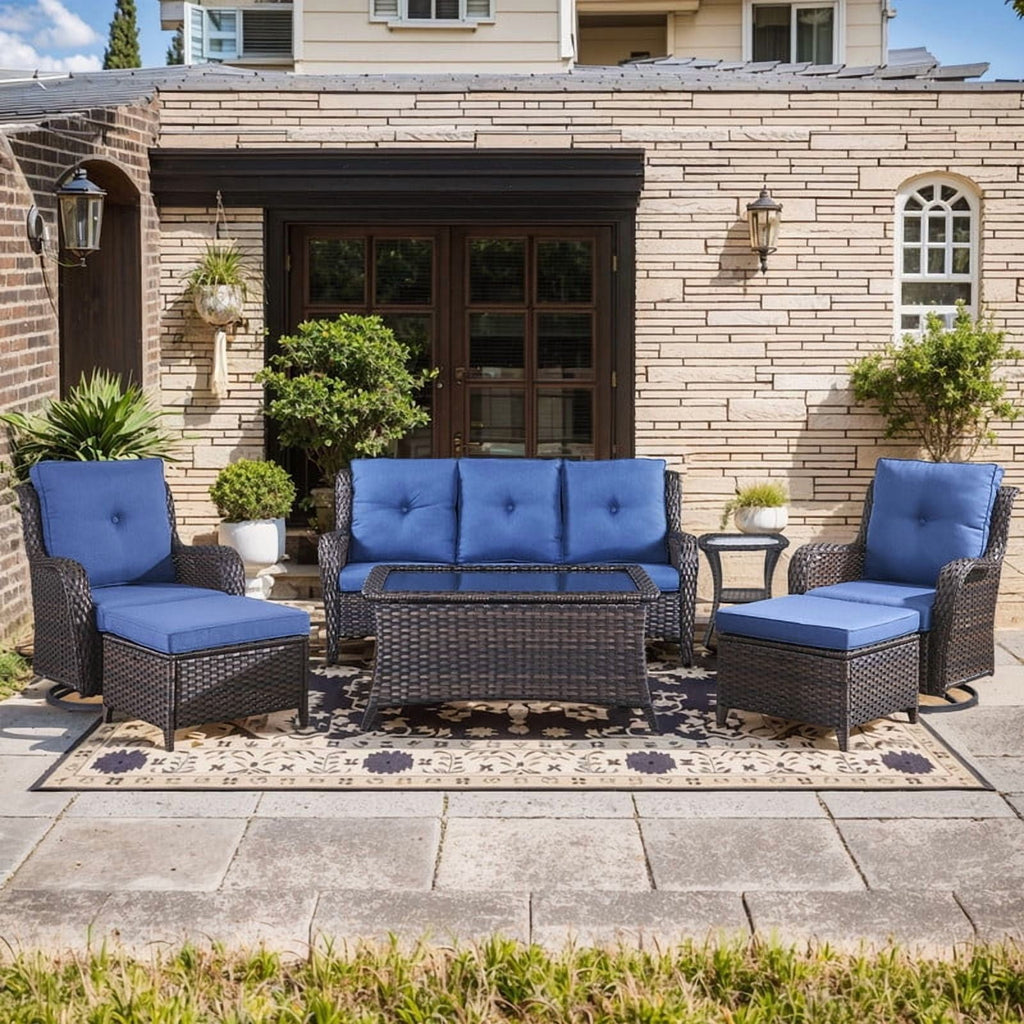 Unnifurnzi Wicker Outdoor Conversation Set-5 Pieces Outdoor Wicker Hig