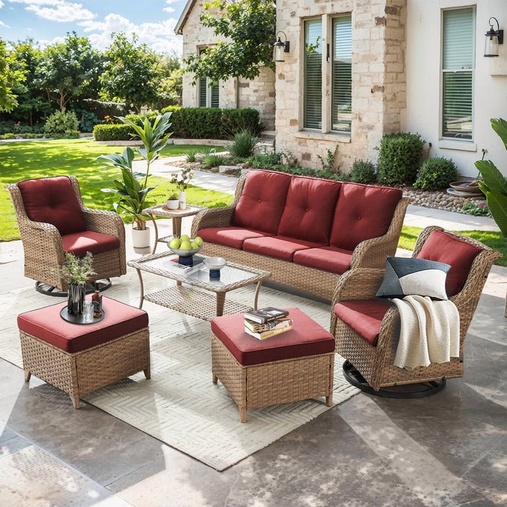 Unnifurnzi Wicker Outdoor Conversation Set-5 Pieces Outdoor Wicker Hig