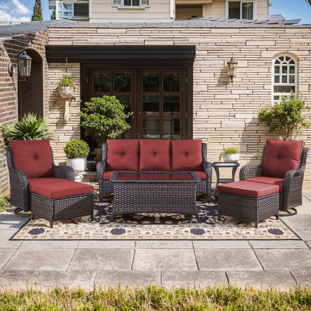 Unnifurnzi Wicker Outdoor Conversation Set-5 Pieces Outdoor Wicker Hig