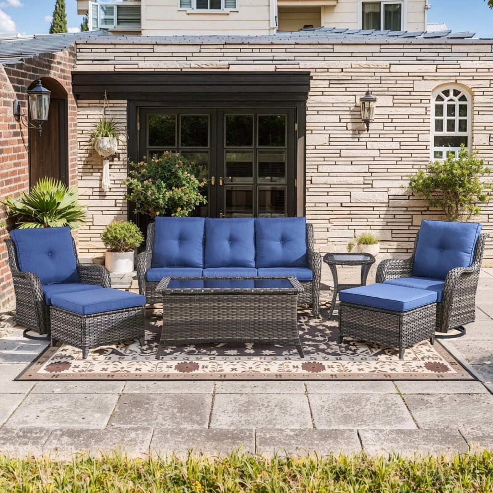 Unnifurnzi Wicker Outdoor Conversation Set-5 Pieces Outdoor Wicker Hig
