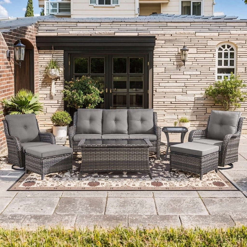 Unnifurnzi Wicker Outdoor Conversation Set-5 Pieces Outdoor Wicker Hig