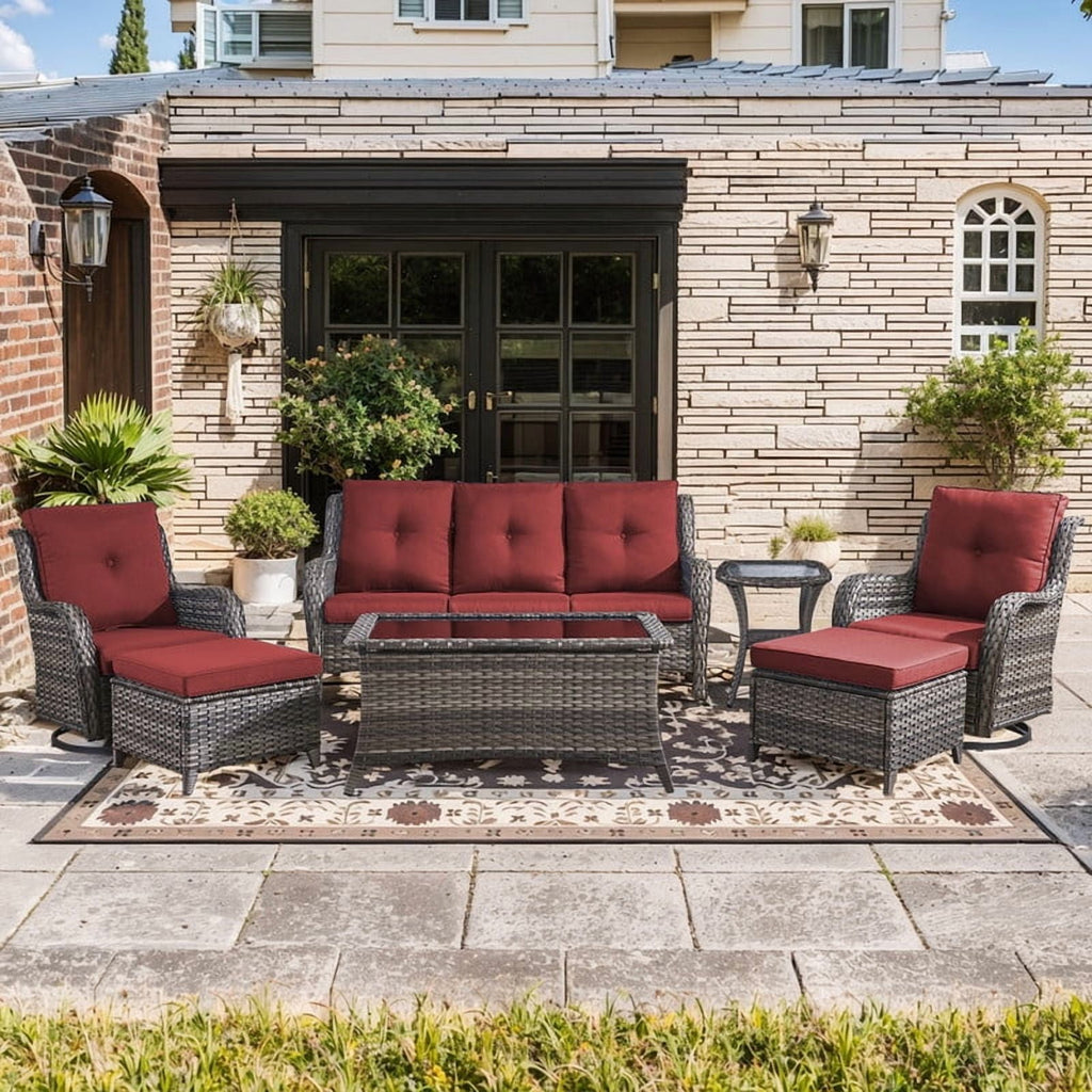 Unnifurnzi Wicker Outdoor Conversation Set-5 Pieces Outdoor Wicker Hig