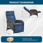 Unnifurnzi Outdoor Recliner Chair-Reclining Patio Chair with Adjustable Back & Footrest 135° Lay Flat Outdoor Recliners for Patio Poolside Backyard