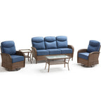 Unnifurnzi Patio Furniture Set-6'' Thick Cushions Outdoor Furniture with Swivel Rocker Chairs Outdoor Couch and Ottomans Wicker Patio Furniture for Deck Porch Garden Poolside