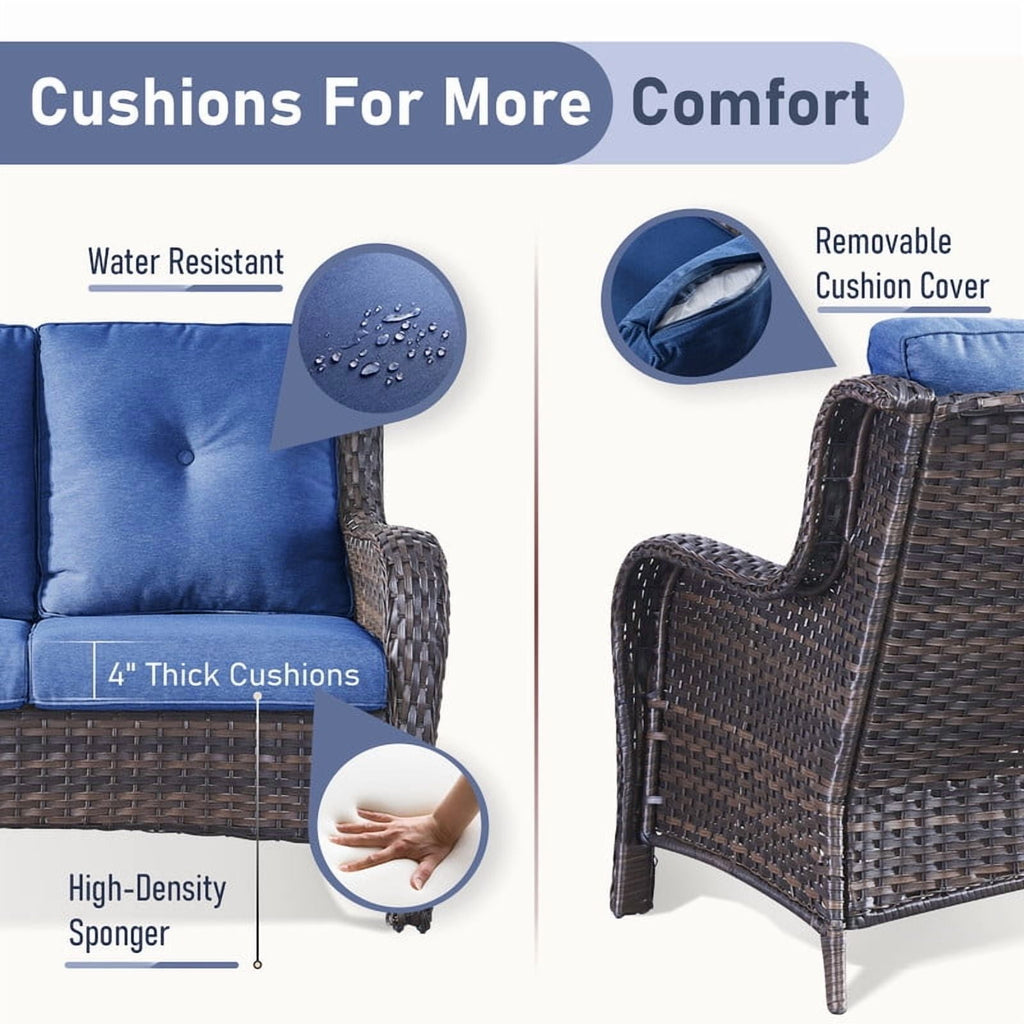 Unnifurnzi Outdoor Couch-All Weather PE Wicker Patio Sofa Outdoor Sofa