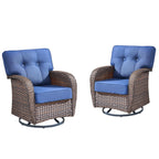 Unnifurnzi Outdoor Swivel Rocker Chairs Set of 2-Swivel Patio Chairs with 5" Thick Cushions Patio Chairs for Deck Porch Poolside Balcony