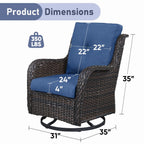 Unnifurnzi Outdoor Swivel Rocker Patio Chairs-Wicker Patio Swivel Chai
